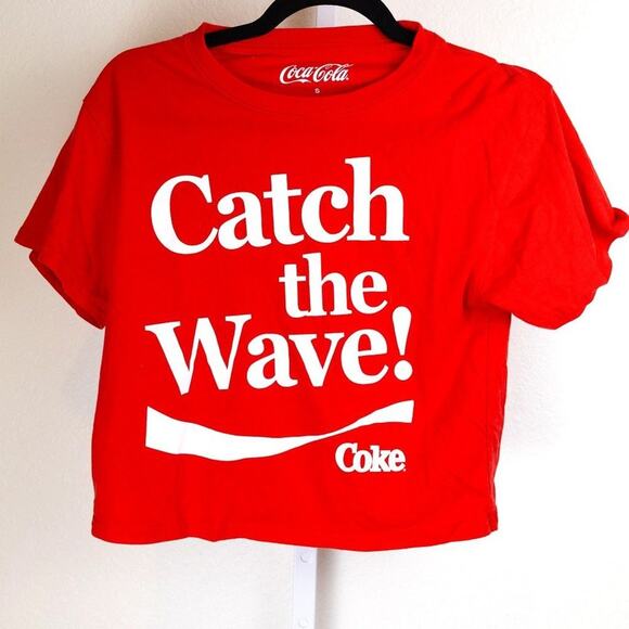 Retro Red White Coca Cola Crop Women Tee, Small NWOT - Picture 1 of 3